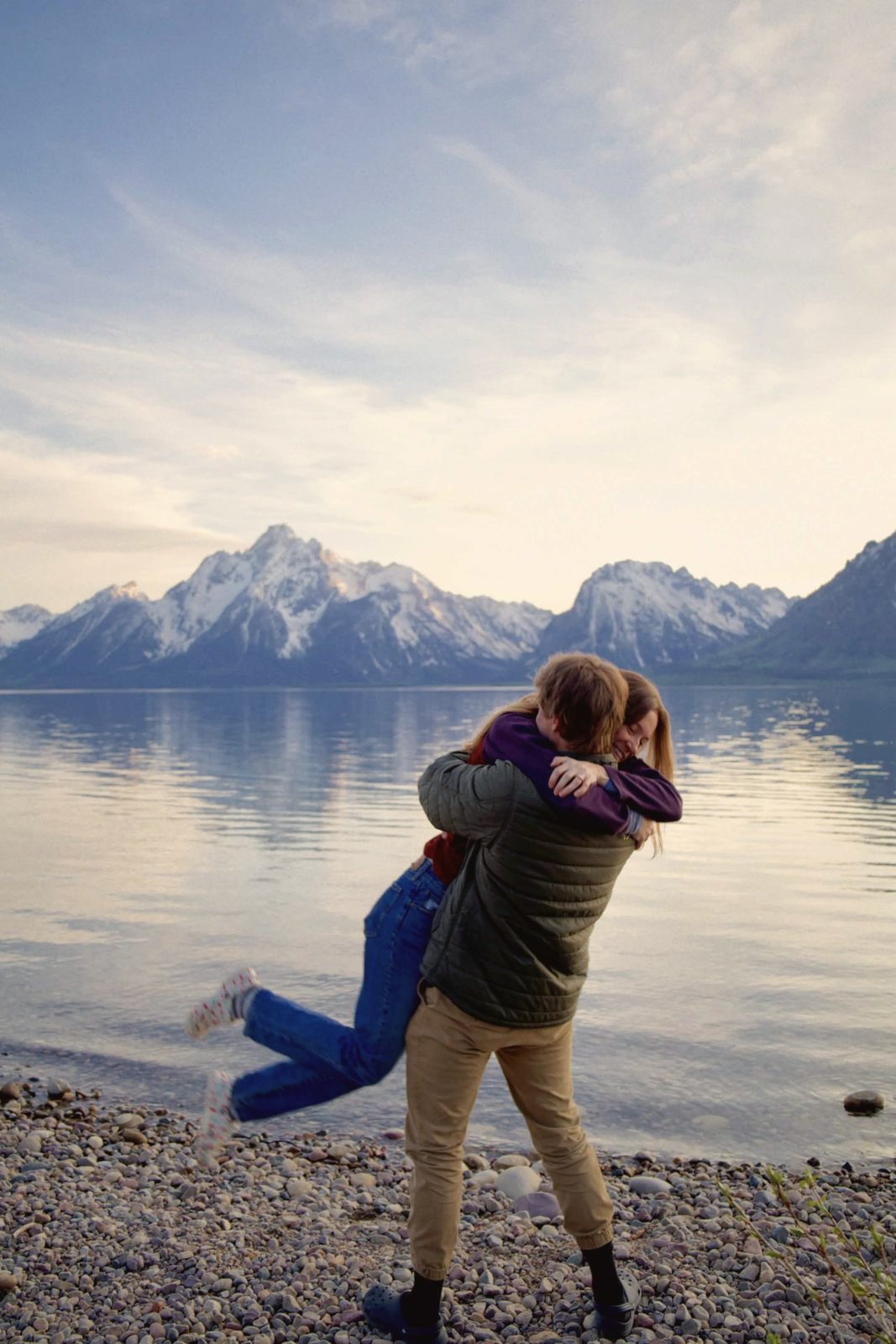 Couple at a mountain lake